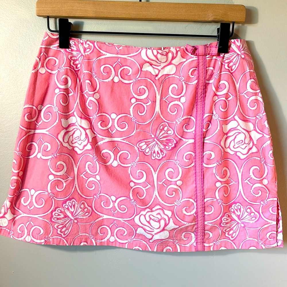 Lilly Pulitzer white label Iron Maiden print, sz 6 skirt w shorts preppy summer